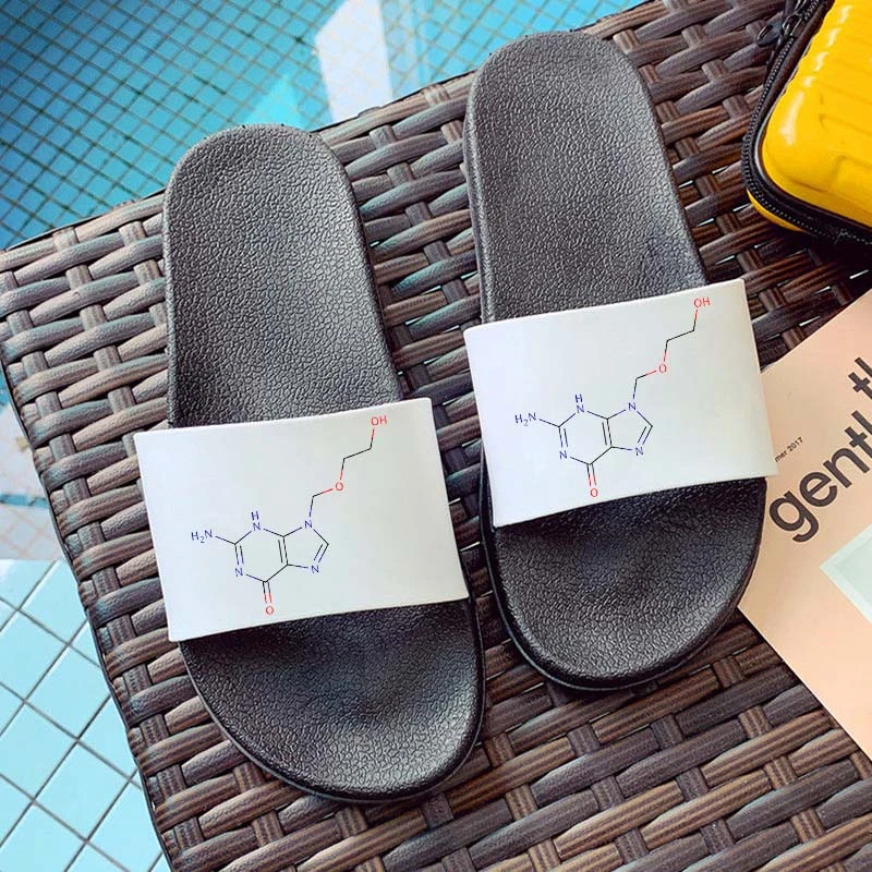 

2021 womens slippers Chemical formula Kawaii Open Toe Flip Flops Beach Slides Home Slippers Slip on Sandals Female Shoes