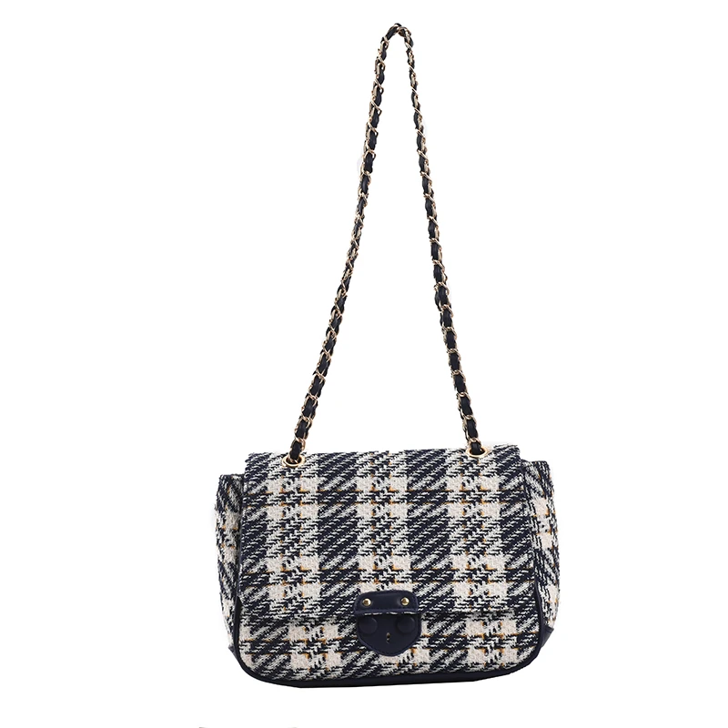 

Small Plaid Crossbody Shoulder Bag for Women Trend Handbag and Purses Luxury Fashion Designer 2021 Winter New Chain