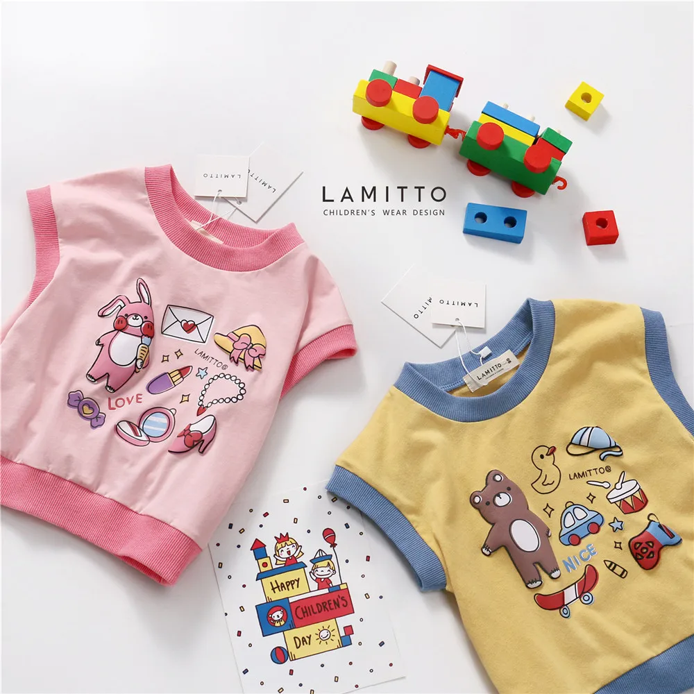 

Tonytaobaby Summer New Boys and Girls Cartoon Vest Boys Tops Toddler Shirts