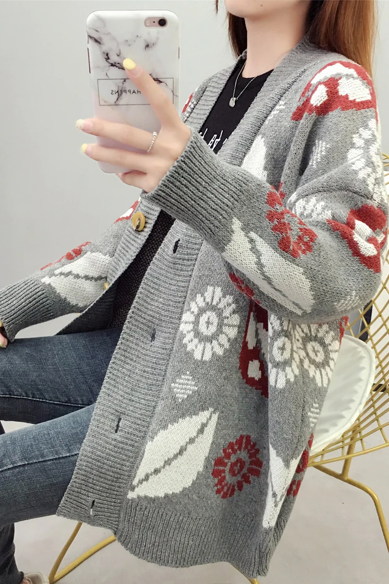 

Women Sweater Coat Thicken Knitting Cardigan Autumn Korean Fashion Women Loose Very Fairy Languid Lazy Wind Web Celebrity