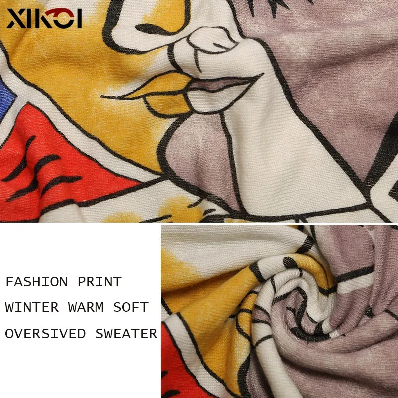 XIKOI шерстяной свитер больших размеров для женщин зимний теплый длинный пуловер