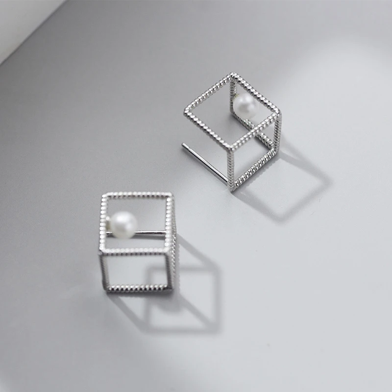 MODIAN полый квадратный жемчужные серьги в виде капель с кристаллами форме для
