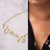 personalized medical students nurse jewelry stethoscope custom name necklace women unique heart charm stainless steel chain