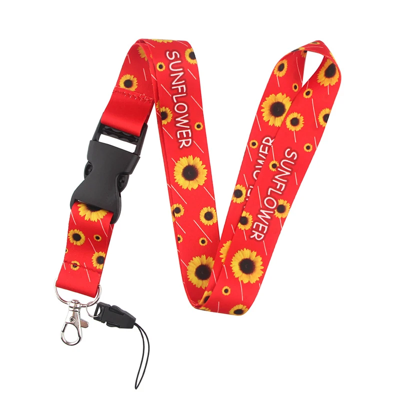 

24pcs Art Flowers Sunflowers Neck Strap Lanyards ID badge card holder keychain Mobile Phone Strap Gift webbing necklace gifts