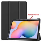 Мягкий силиконовый смарт-чехол для Samsung Galaxy Tab S6 Lite 10,4 SM-P610P615 2020, чехол для планшета с держателем для карандашей, Чехол + пленка