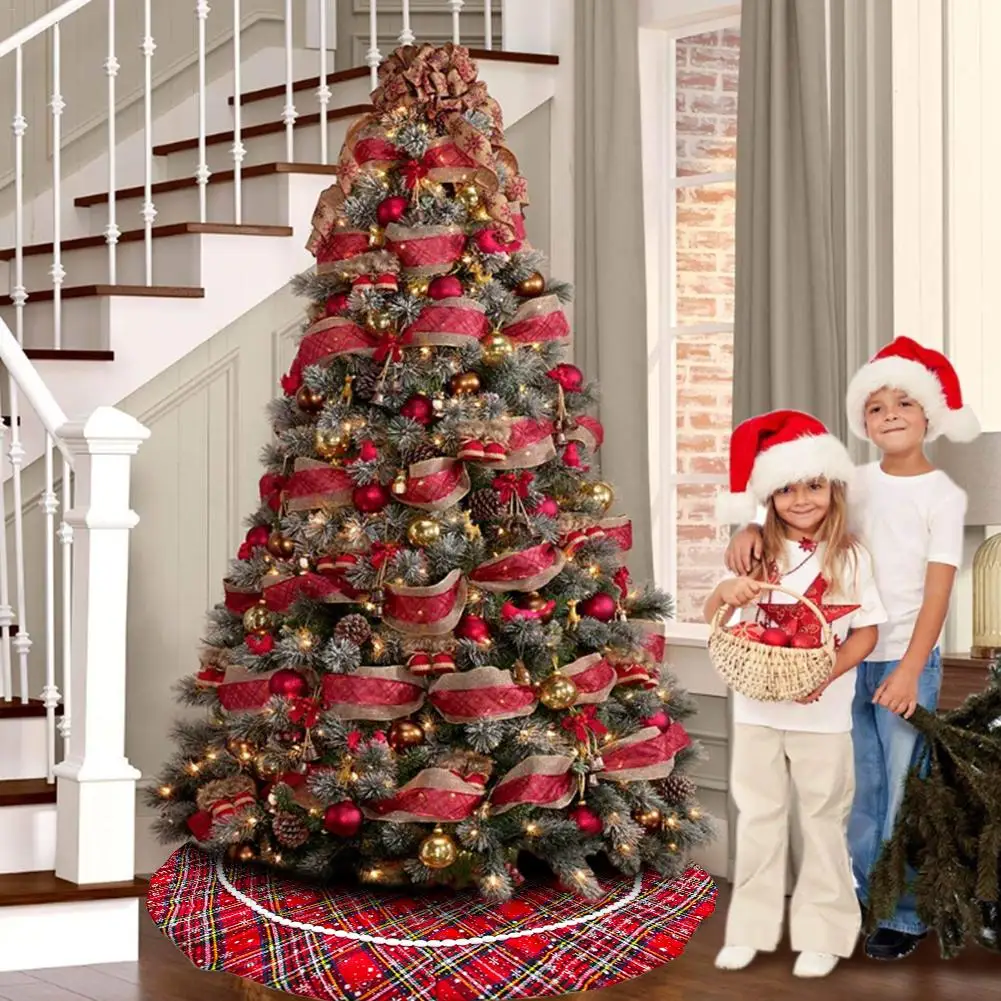 Клетчатая юбка с рождественской елкой красная клетчатая со снежинками