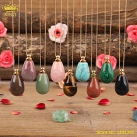 natural india agates tiger eye stone water drop perfume bottle pendant gold chains necklace for women birthday gift wholesales