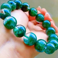 genuine natural green phantom clear round beads bracelet 13 5mm crystal garden fashion women men aaaaaa