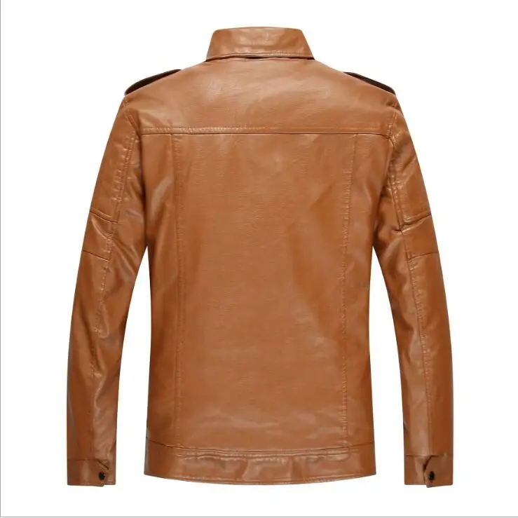 Куртка мужская из искусственной кожи повседневная утепленная байкерская куртка