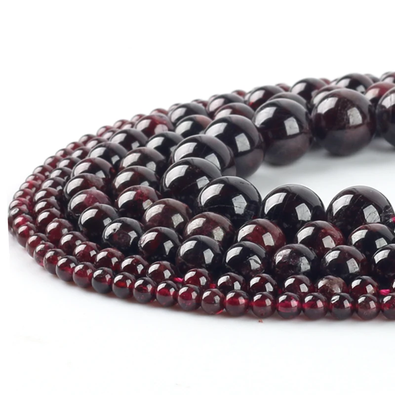 Бусины из натурального камня гранат круглые бусины россыпью для изготовления