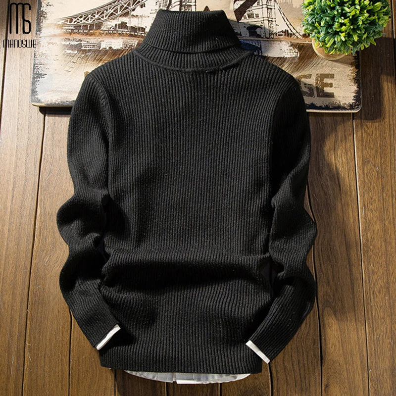 Manoswe мужской свитер с высоким горлом зимний теплый однотонный 2019 повседневная
