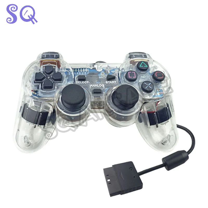 Прозрачный цветной игровой контроллер для PS2 беспроводной геймпад 2 4 ГГц двойная