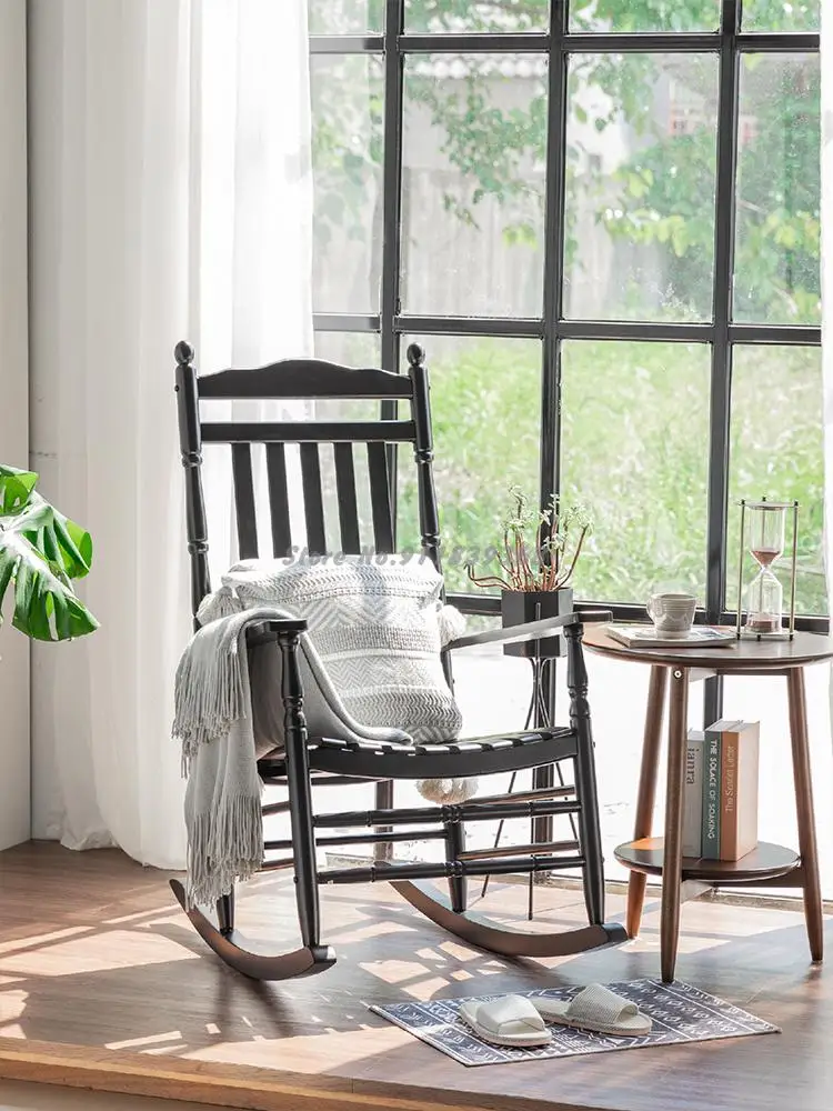 Американский однотонный деревянное кресло качалка Балконный дом для отдыха