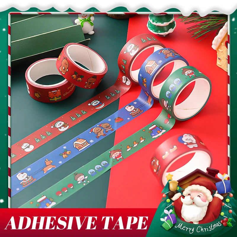 

Cartoon Christmas Paper Tape Student Hand Account Material Decoration Sticker Cute Girl Christmas Gift School Office Stationery