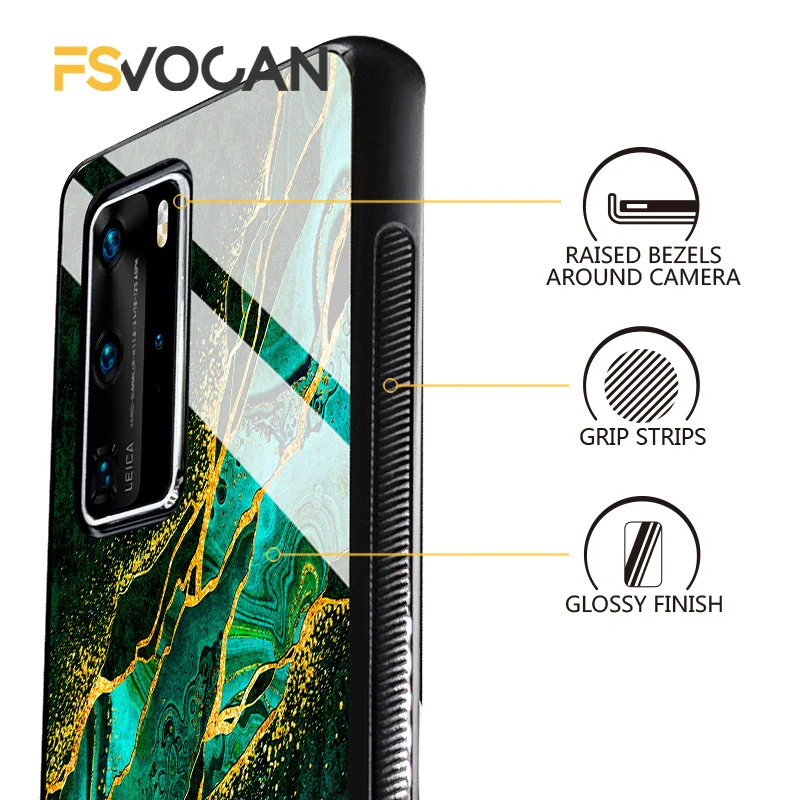 Green Luxury Marble Design For Huawei P30 P40 Lite E Pro P20 Honor 50 10X 10 10i Mate 20 30 Plus 8X 9X Nova 5T Phone Case Fundas