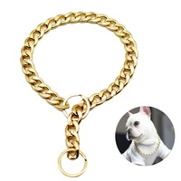stainless steel dog chain metal training pet collars thickness gold silver slip dogs collar for large dogs bulldog