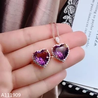kjjeaxcmy boutique jewelry 925 sterling silver inlaid ametrine gemstone necklace pendant ring womens suit exquisite