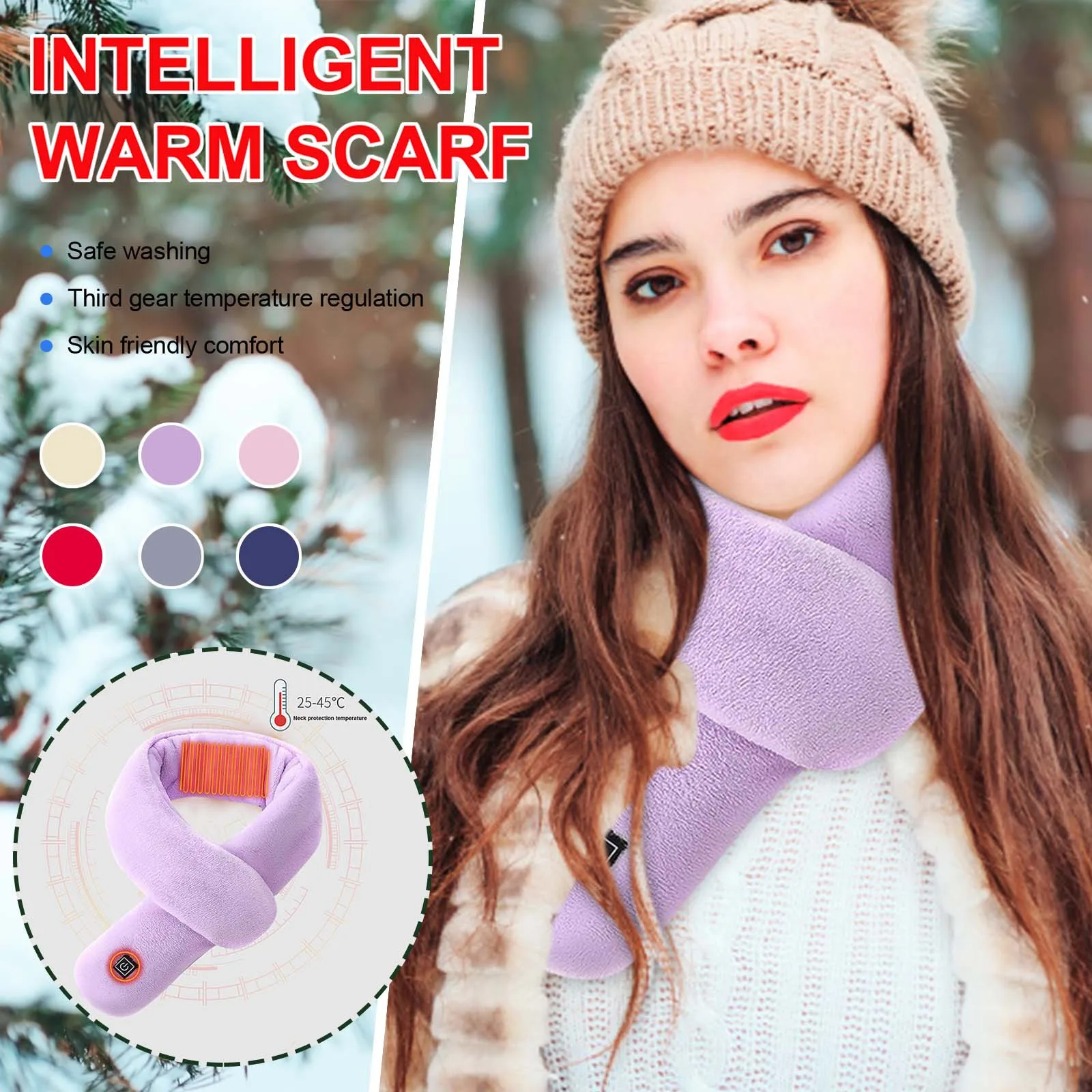 

Зимний однотонный шарф с подогревом осень-зима милый детский шарф для мальчиков и девочек с оленем Рождественский шарф