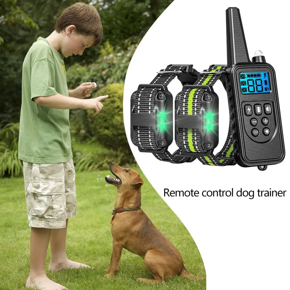 

Hot Pet Trainer Dog Training Collar Electronic Rechargeable Anti-Barking Device Waterproof Electric Dog Training Collar EU Plug