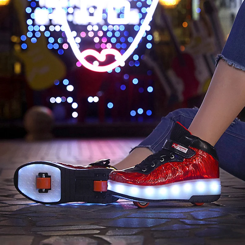 Кроссовки для мальчиков и девочек Fun Heelys из блестящей кожи со