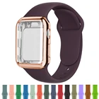 Чехол и ремешок для Apple Watch Band 44 мм 45 мм 42 мм 40 мм 41 мм 38 мм, силиконовый браслет для iwatch, Apple Watch Series 7 SE 6 5 4 3