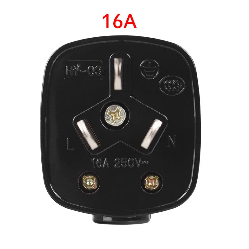 16 A plug Черный страндартное крепление для 16A/10A 250 в AU CN 3Pin штепсельная вилка Съемная сборка удлинитель Соединительный штекер 2/5/10/20 штук - Цвет: 16 A plug