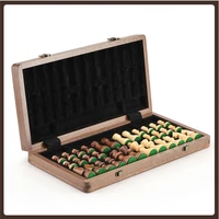 luxury walnut wooden chess set portable folding chessboard tournament original craft backgammon checkers ajedrez travel games