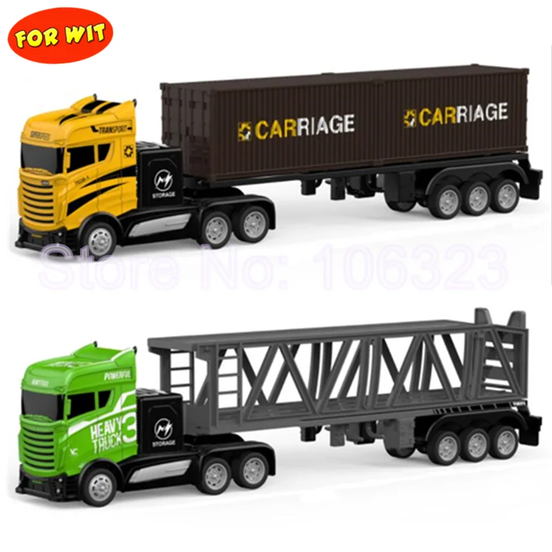 2.4g Four Channel Wireless Remote Control Container Truck, Industrial Transportation Trailer Toy, RC Van Tractor Carrier Vehicle