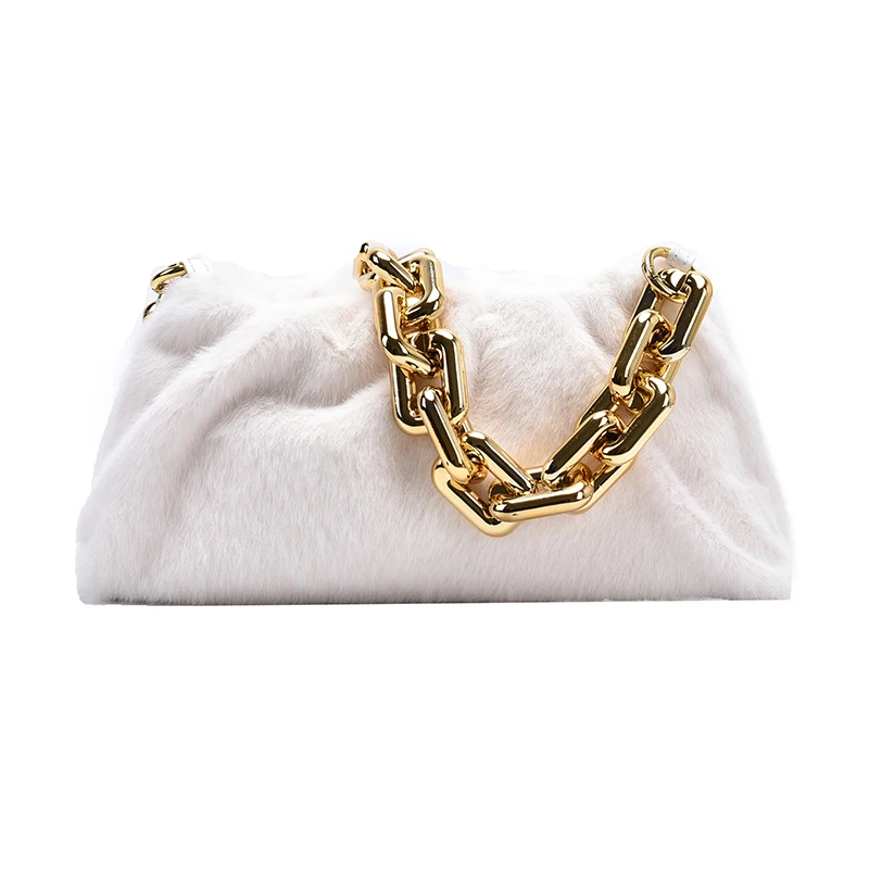 

Soft Faux Fur Shoulder Bags for Women 2020 Winter Branded Trend Handbags Women's Designer Trending Chain Handbags and Purses