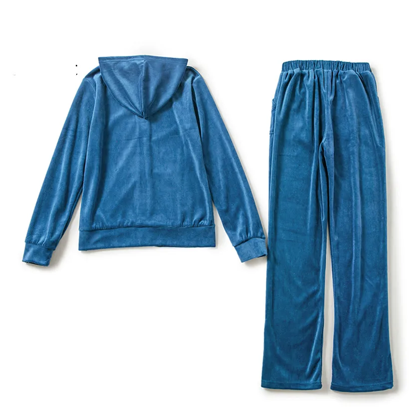 

Velvet Tracksuits 2 Piece Set Women Suit Long Sleeve Solid Color Hoodie + Elastic Waist Pant Slim Sporting Suits Hot Sale S79001