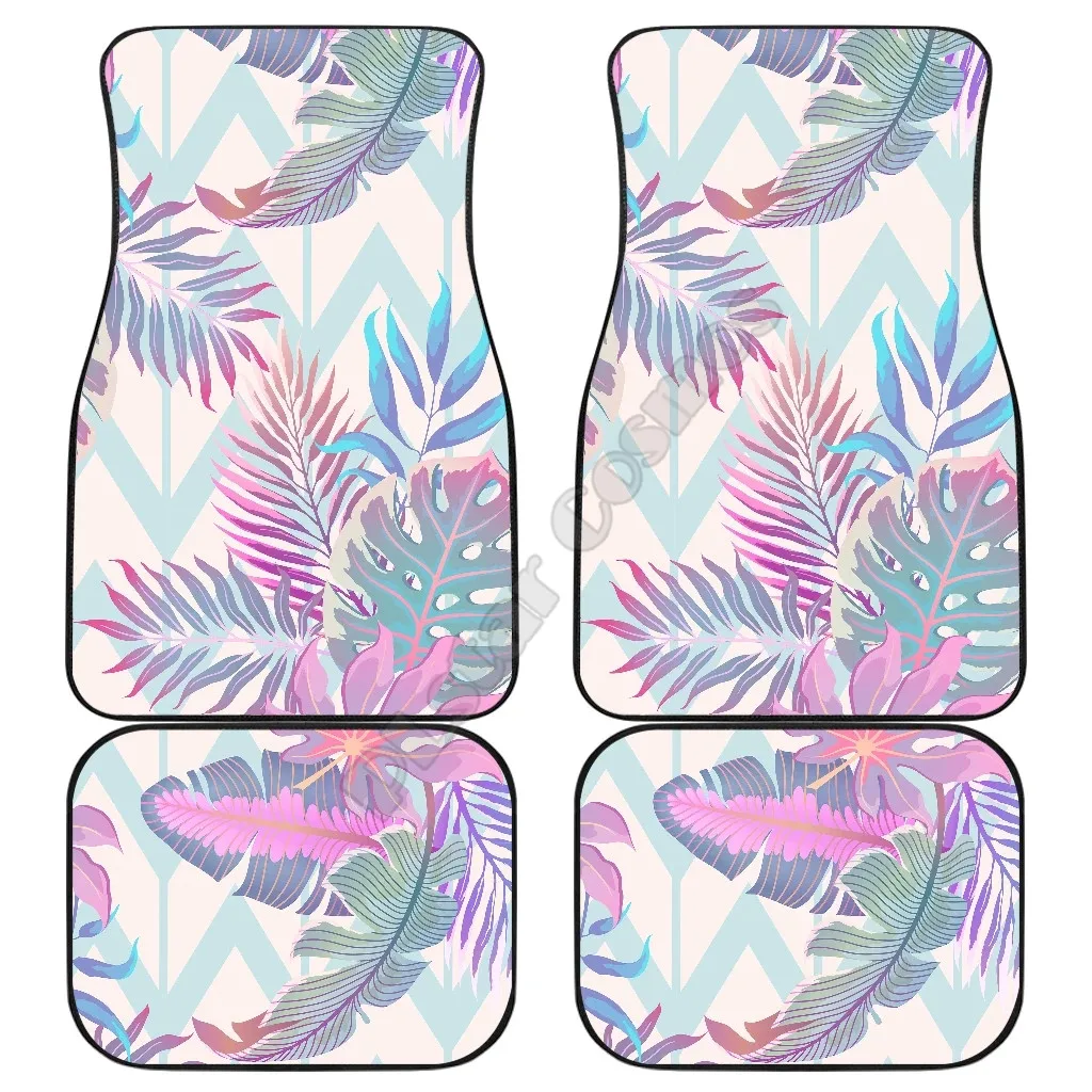 

Pink Leaves Car Floor Mats 3D Printed Pattern Mats Fit for Most Car Anti Slip Cheap Colorful 02