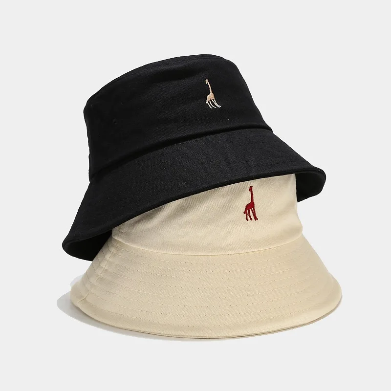 

Animal Giraffe Embroidered Bucket Hat Japanese Simple Bob Hat Leisure Sunscreen Fisherman Hat Sunshade Hat for Man Women Panama