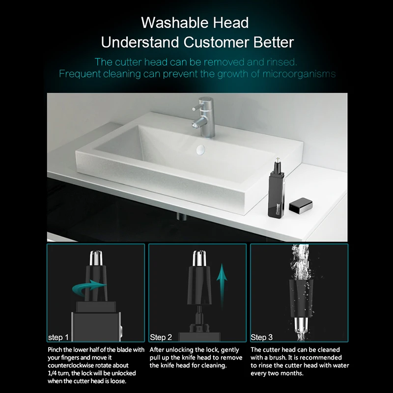 Электрический триммер для бритья носа и ушей Pritech Ультратонкий профессиональный