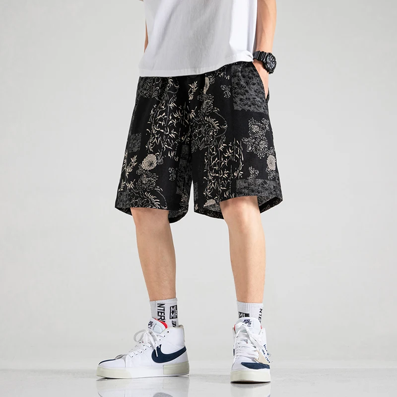 

HIP HOP Fashion 2021 Summer New Sports Men's Casual Black Print Shorts Pants Trouers Plus OverSize 29-40