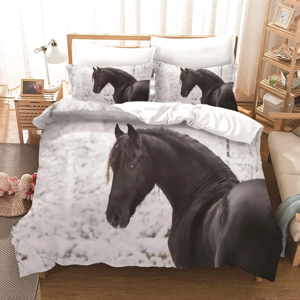 

3D Duvet Cover International Chess Printing Comforter/Quilt Pillowcase Queen King Bedding 220x240cm White And Black