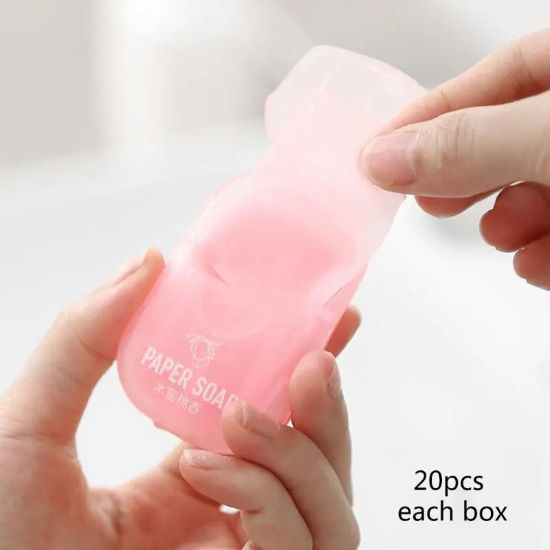 

6 Packs 120 Sheets Portable Disposable Travel Soap Hiking Washing Hand Bath Toiletry Paper Soap Sheets(Random Color)