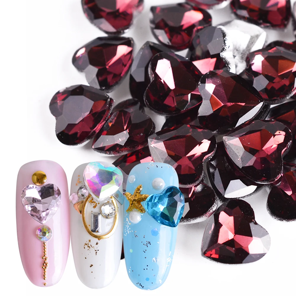 10 шт./лот AB Цвет ногтей горный хрусталь блестящее сердце радужные хлопья 8 цветов