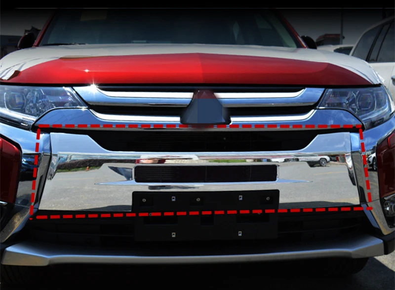 Для Mitsubishi Outlander 2013 2018 ABS хромированное волокно передняя решетка крышка отделка