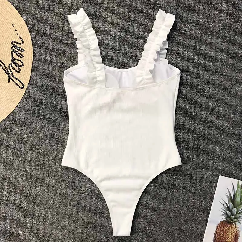 Белый пикантный цельный купальный костюм с высоким вырезом женская одежда для