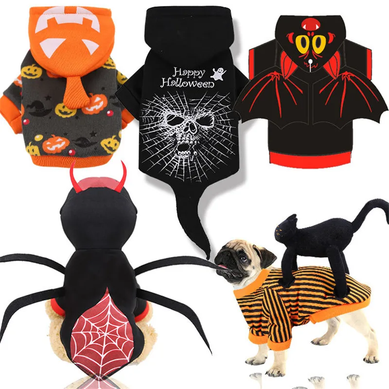 

Pet Dog Clothes Halloween Funny Bat Pet Hoody for Small Dogs Cat Costume Warm Dog Coat Spider Jacket Chihuahua Pet Supplies