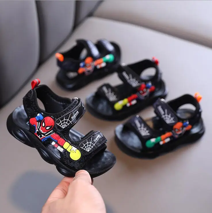 Сандалии Детские с мягкой подошвой босоножки Человек-паук летняя пляжная обувь