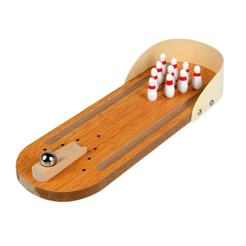 

Mini Indoor Desktop Game Wooden Bowling Table Play Games Party Fun Kids Toys Board Games