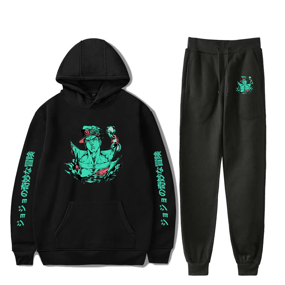 

Gothic Anime Hoodies Sweatshirt Men Plus Size Pullover Funny Print Tracksuit Sweatpant Harajuku Couple Wear Set 2021 Sportswear