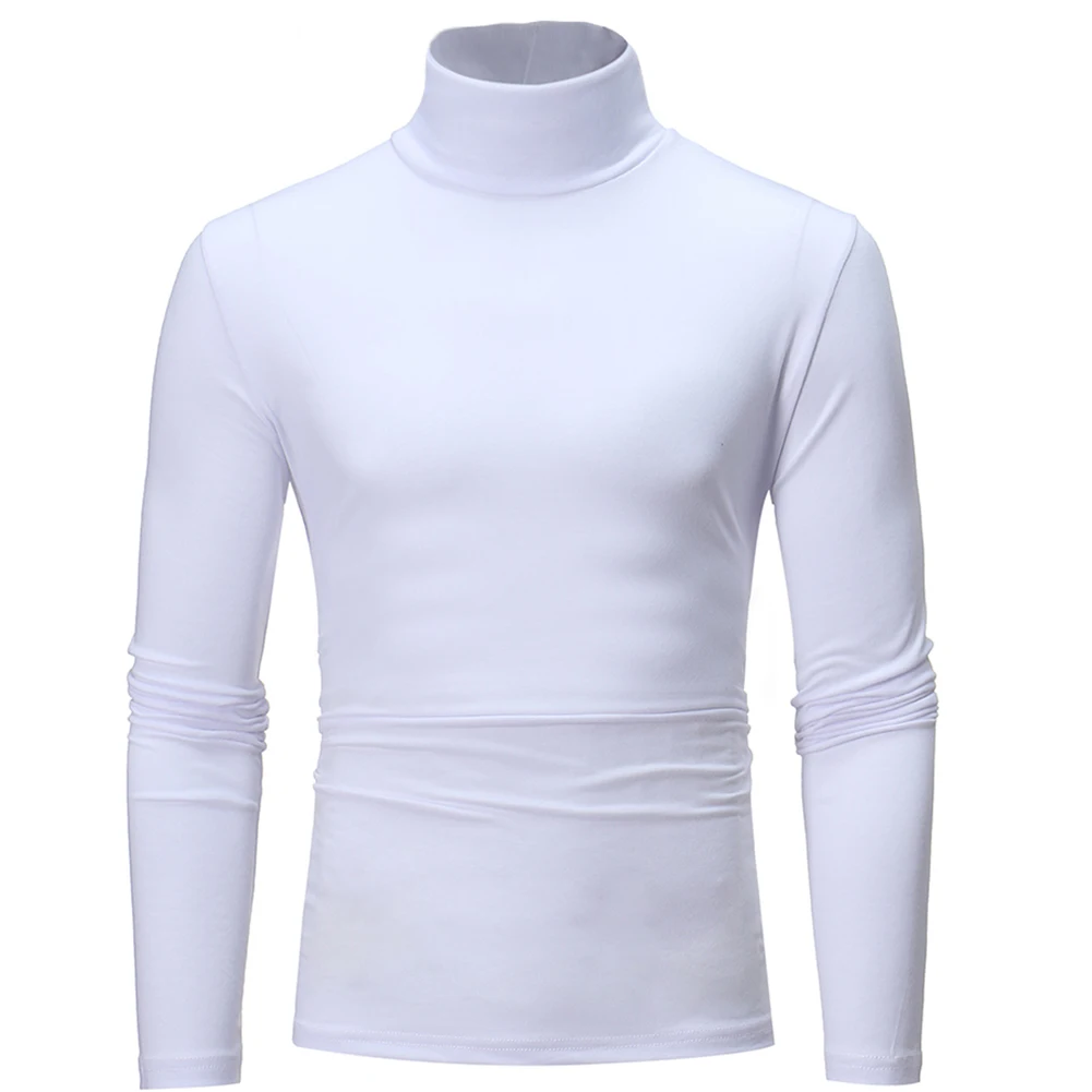 Men Fashion Solid Color Long Sleeve Turtle Neck Sweater Bottoming Top for trendy clothing hot Autumn Winter Men'S Sweater