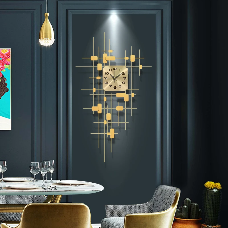 Luxury Wrought Iron Wall Clocks Hanging Ornaments Crafts Home Room Metal Clock Mural Decoration 3D Sticker | Дом и сад