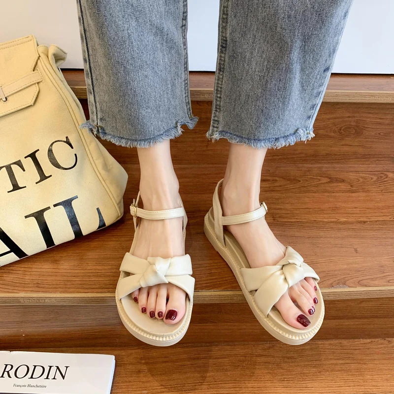 

Comfort Shoes for Women Flat Sandals All-Match Clear Heels Muffins shoe Suit Female Beige Clogs Wedge 2021 Summer Med Without Pl
