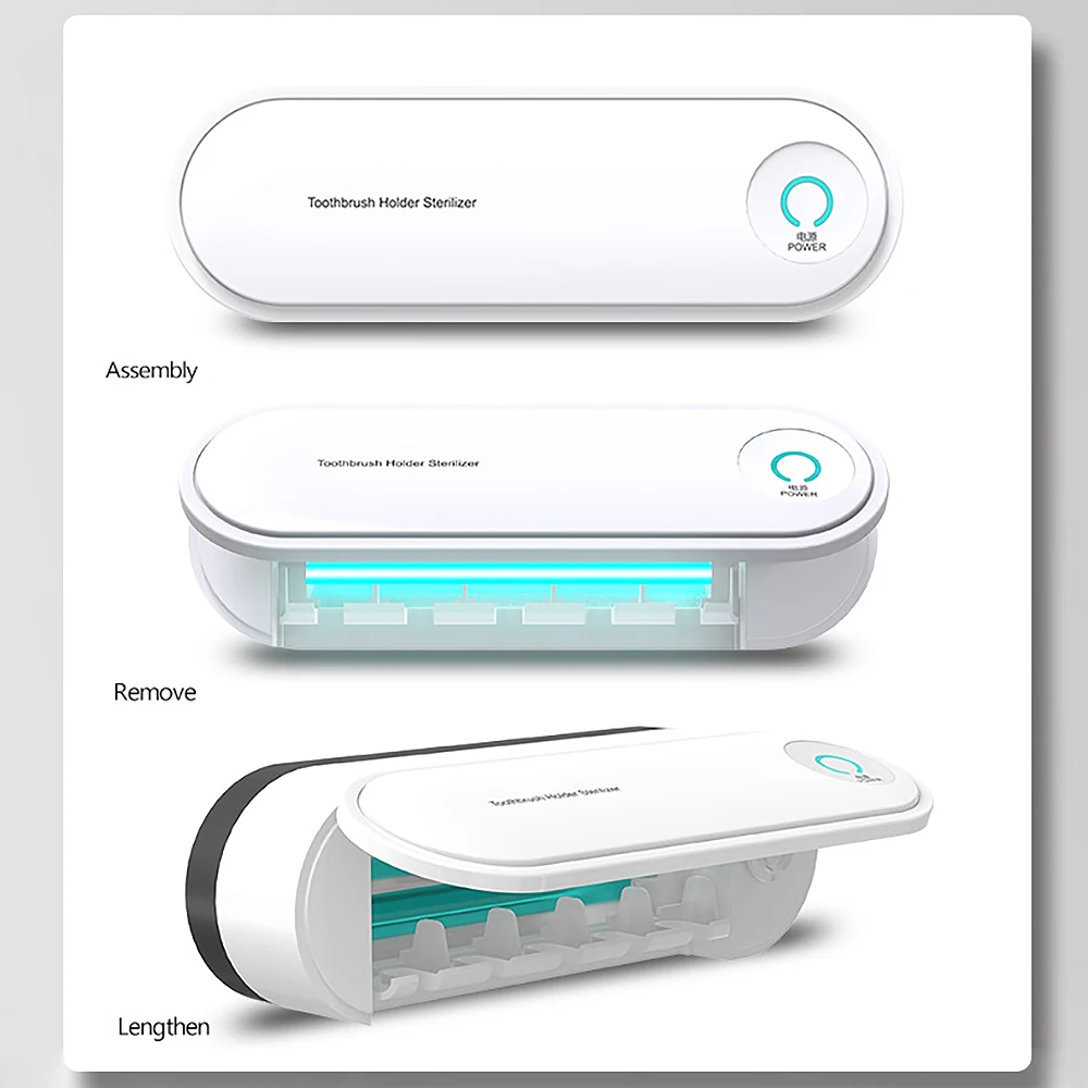 

UV Light Toothbrush Toothpaste Dispenser Sterilizer Wall Mounted Holder Rack Help To Sterilize Toothbrush And Remove Bacteria