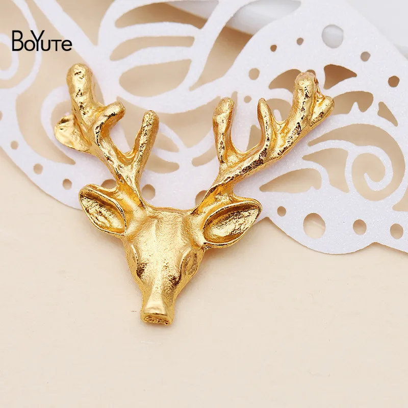 

BoYuTe (50 Pieces/Lot) Metal Alloy 23*22MM Animal Elk Head Materials Diy Hand Made Jewelry Accessories Wholesale