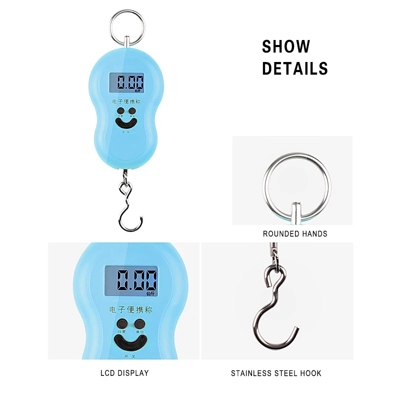 

50Kg /10g LCD Digital Scales Portable Hanging Scale BackLight Fishing Pocket Electronic Weight Scale Luggage Mini Scales
