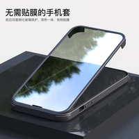 new tempered glass double sided phone case for iphone 13 12 11 x pro max skin feel soft side airbag shockproof back cover